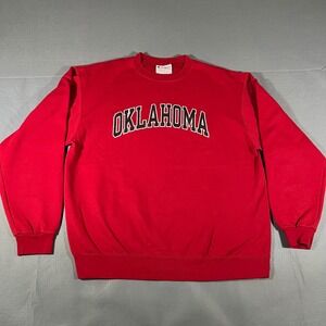 Champion Oklahoma Sweatshirt Large Red Spell‎ Out Crewneck Pullover Collegiate